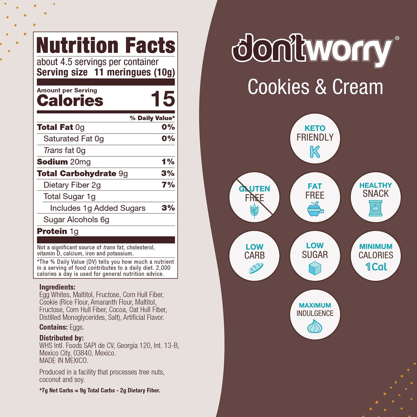Don'T Worry Meringue Cookies Keto Friendly - Cookies & Cream, Only 1 Calorie Per Piece!, Healthy Kosher Candy, Gluten Free Cooki