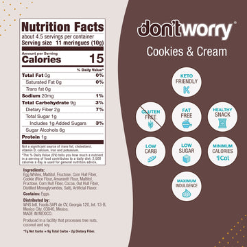 Don'T Worry Meringue Cookies Keto Friendly - Cookies & Cream, Only 1 Calorie Per Piece!, Healthy Kosher Candy, Gluten Free Cooki