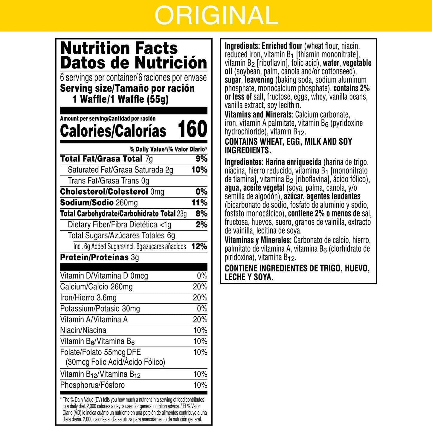 Eggo Thick And Fluffy Original Waffles, Frozen Breakfast, 11.6 Oz 6 Count