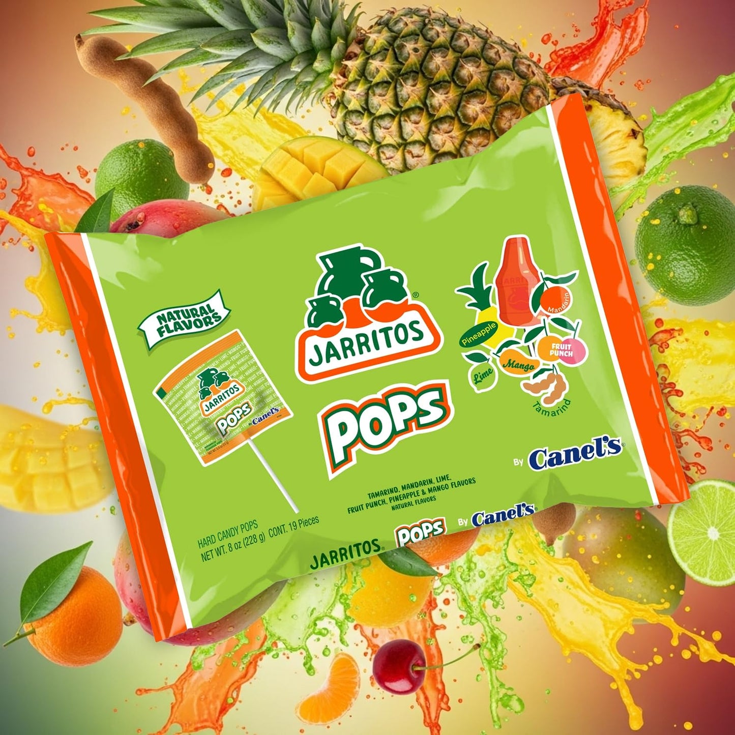 Deal Society Jarritos Lollipops - 2 Pack Bottle-Shaped Mexican Hard Candy, Natural Fruit Flavors, 7 x 10 x 2