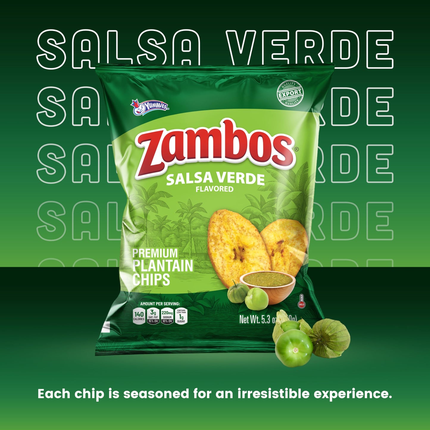 Zambos Plantain Chips Salsa Verde Crunchy Premium Plantain Chips 5.29 Oz (Pack Of 1)