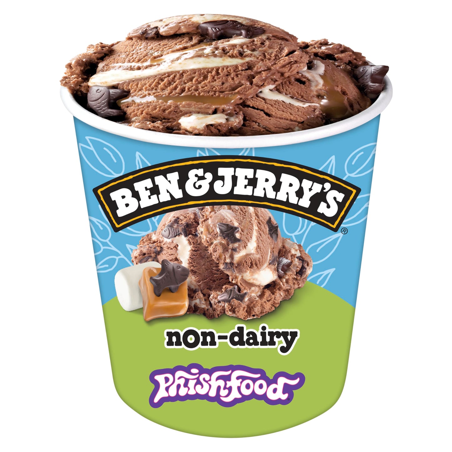 Ben & Jerrys Non-Dairy Phish Food Chocolate Frozen Dessert Certified Vegan Pint 16 oz