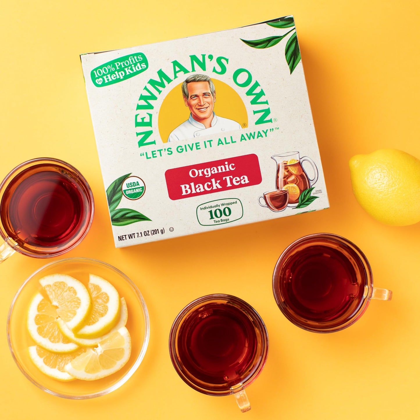 Newman'S Own Organic Black Tea Helps Boost Immunity And Promotes Overall Wellbeing Strong Robust Black Tea With 100 Individually Wrapped Tea Bags Per Box (Pack Of 5) Usda Certified Contains Caffeine Brew Hot/Cold