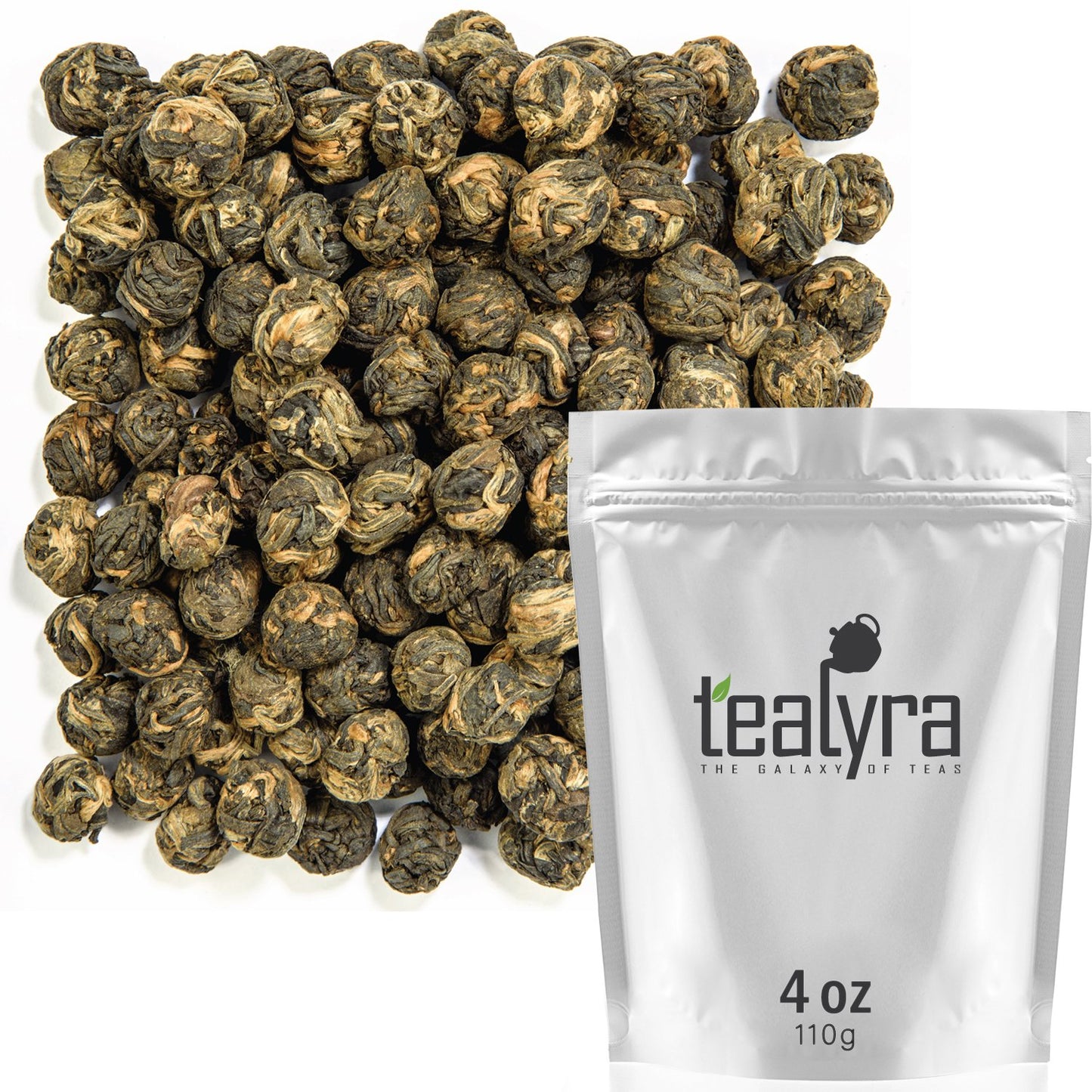 Tealyra Black Dragon Pearls Loose Leaf Black Tea - Premium Bold Caffeine - 4 Ounce (110g)