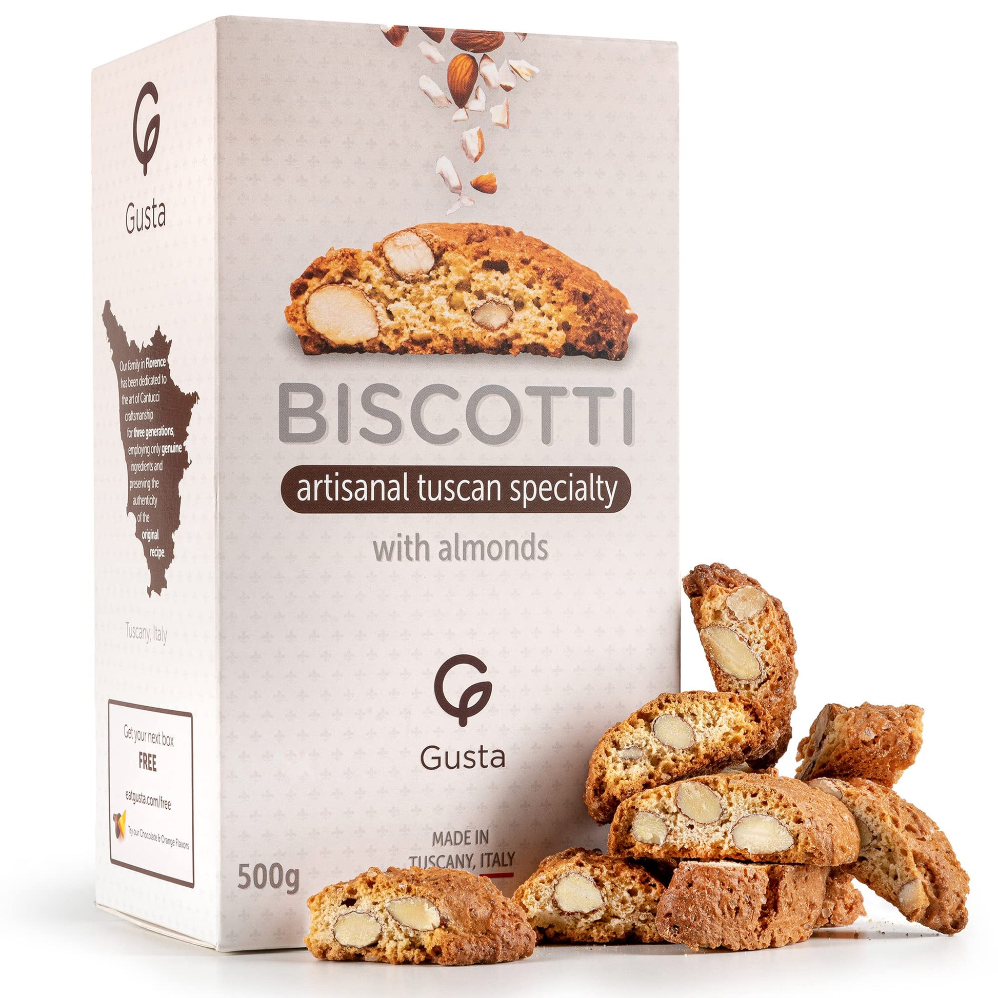 GUSTA Authentic Biscotti Cookies - Classic Almond - 1.10 lb - All Natural Italian Treats