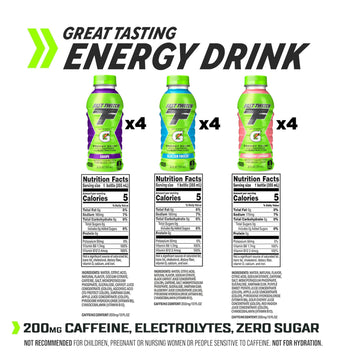Fast Twitch Energy Drink from the Makers of Gatorade, Glacier Freeze, Strawberry Lemonade, Grape Variety Pack, 12 Fl Oz (Pack of