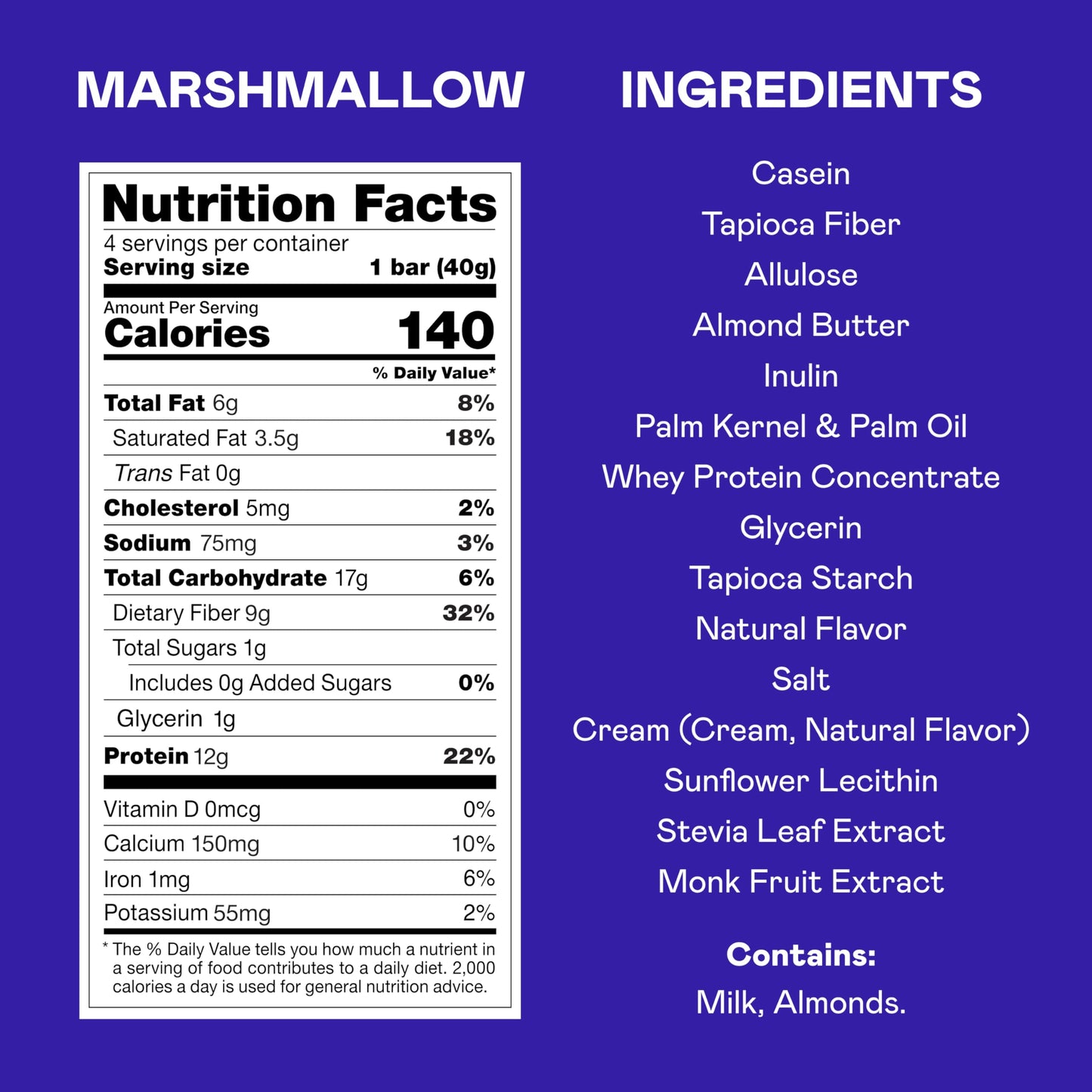 Magic Spoon High Protein Crispy Cereal Bar - Keto Friendly, Low Carb, Gluten Free, Marshmallow, Pack of 8