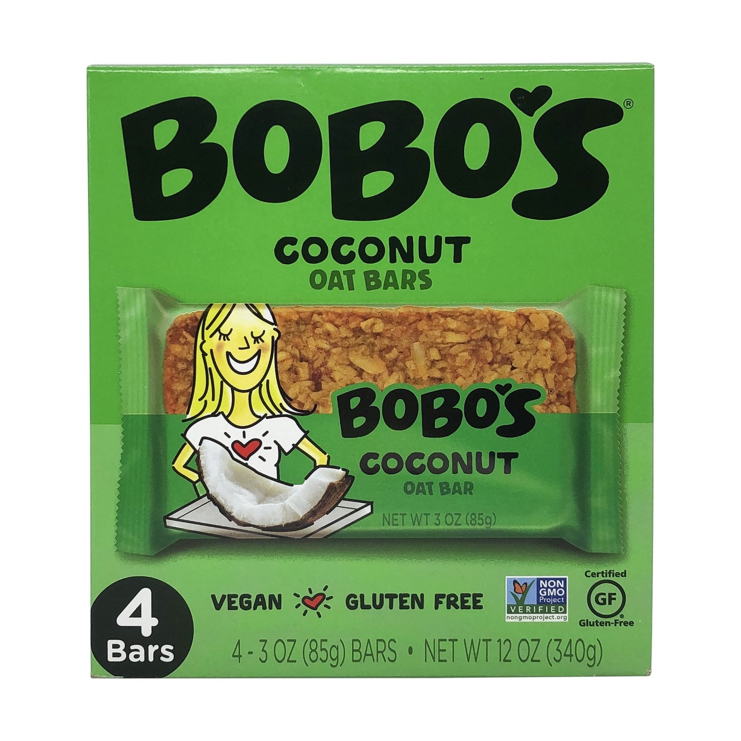 BoboS Oat Bars Coconut Oat Bar 4 Count, 3 Oz