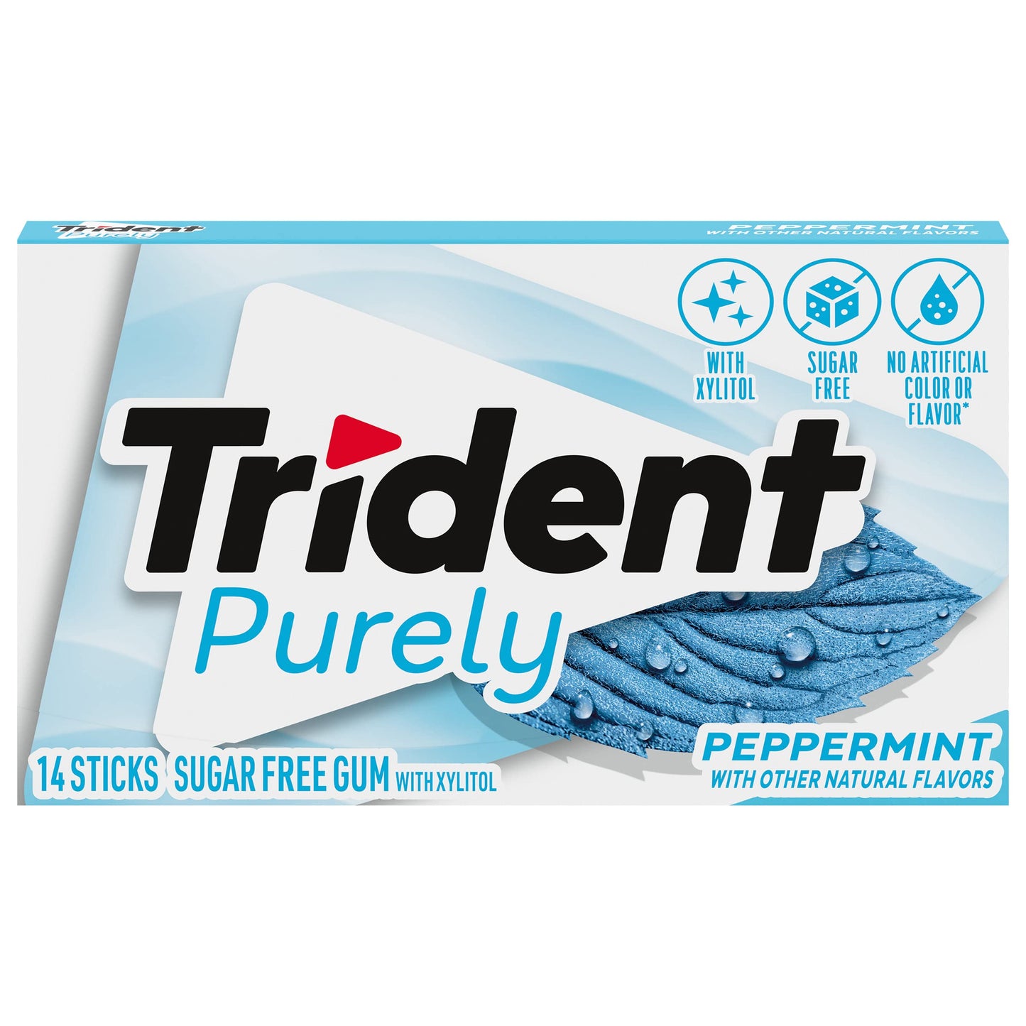 Trident Purely Peppermint Sugar Free Gum, 12 Packs Of 14 Pieces (168 Total Pieces)