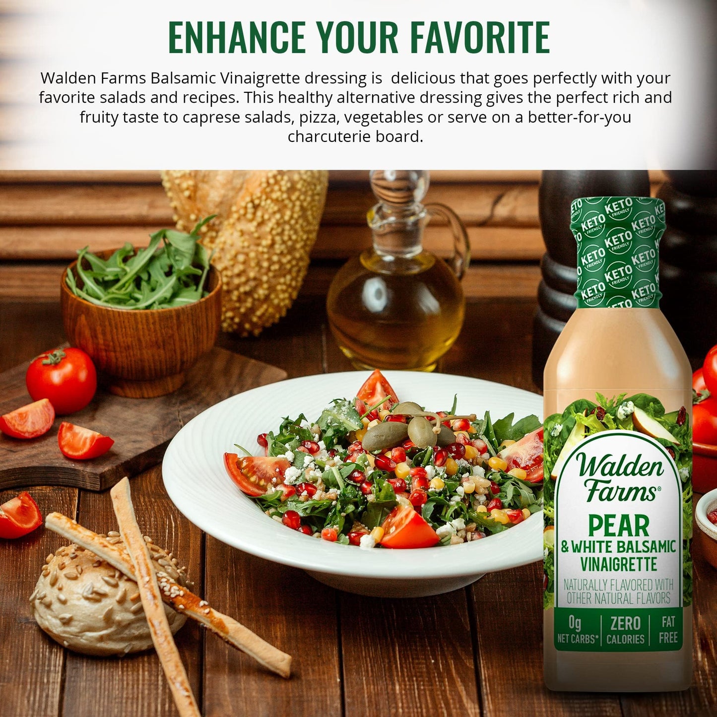 Walden Farms Pear & White Balsamic Vinaigrette Salad Dressing 12Oz 6-Pack