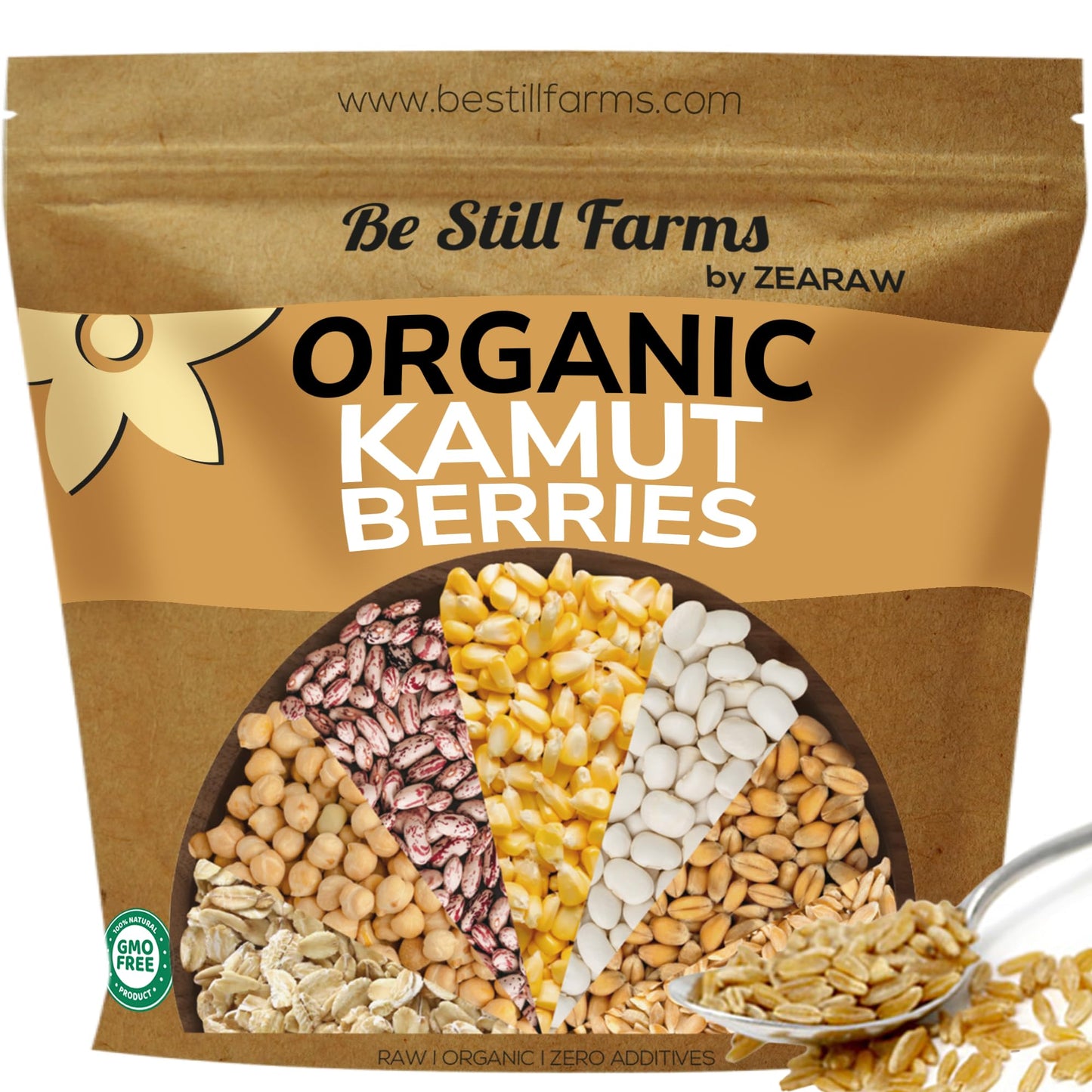 Be Still Farms Organic Kamut Wheat Berries Khorasan (4.8lb) - Ancient Whole Grain Bulk - Ideal for Flour, Pasta, Salads, Soups -