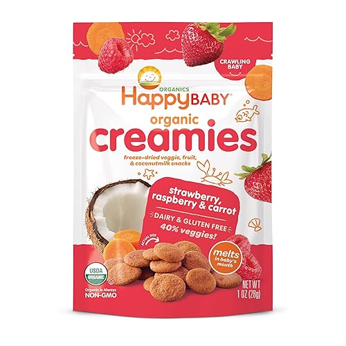 Happy Creamies Organic Snacks - Strawberry And Raspberry - Case Of 8 - 1 Oz(D0102H5Kmg8)
