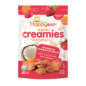 Happy Creamies Organic Snacks - Strawberry And Raspberry - Case Of 8 - 1 Oz(D0102H5Kmg8)
