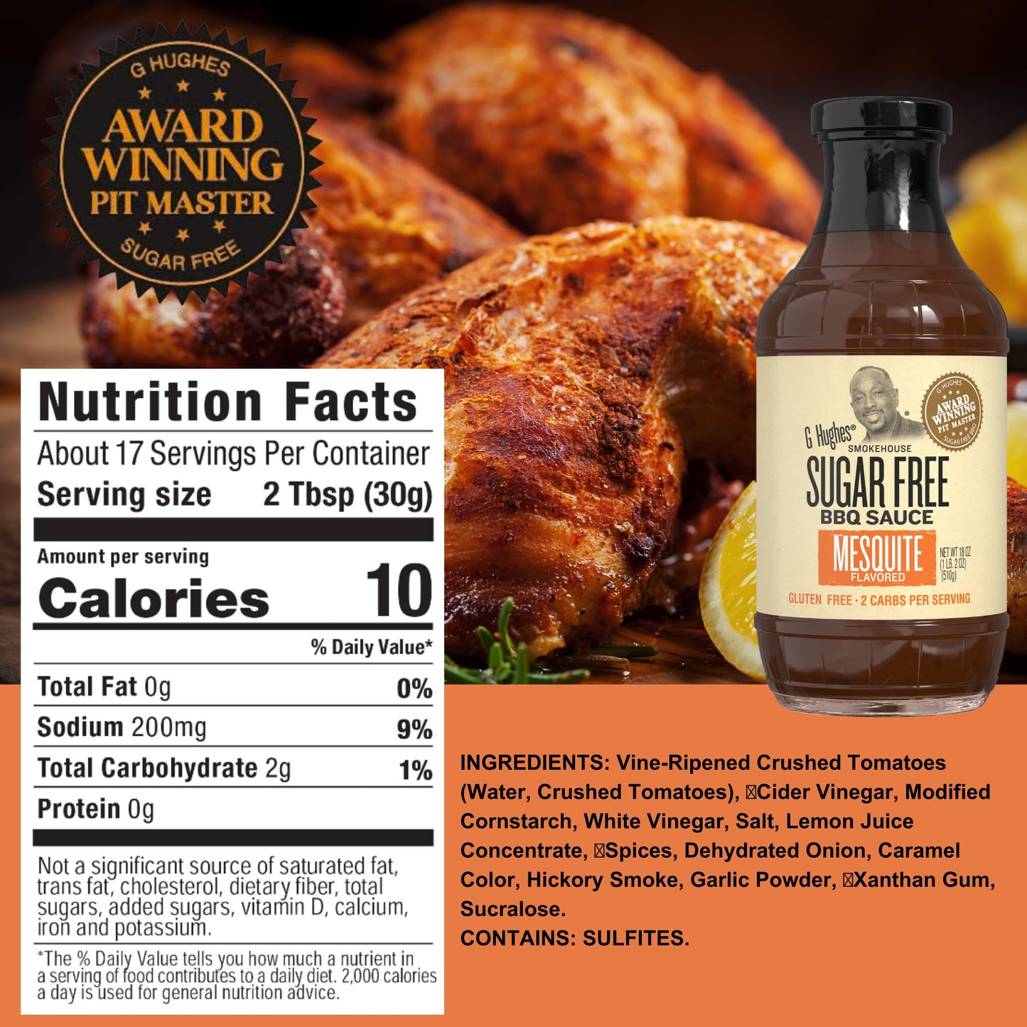 G Hughes Sugar Free Mesquite, Sweet Heat, Sweet & Spicy BBQ Sauce Variety Pack - Gluten Free Sauces, Sugar Free BBQ Sauces - 18