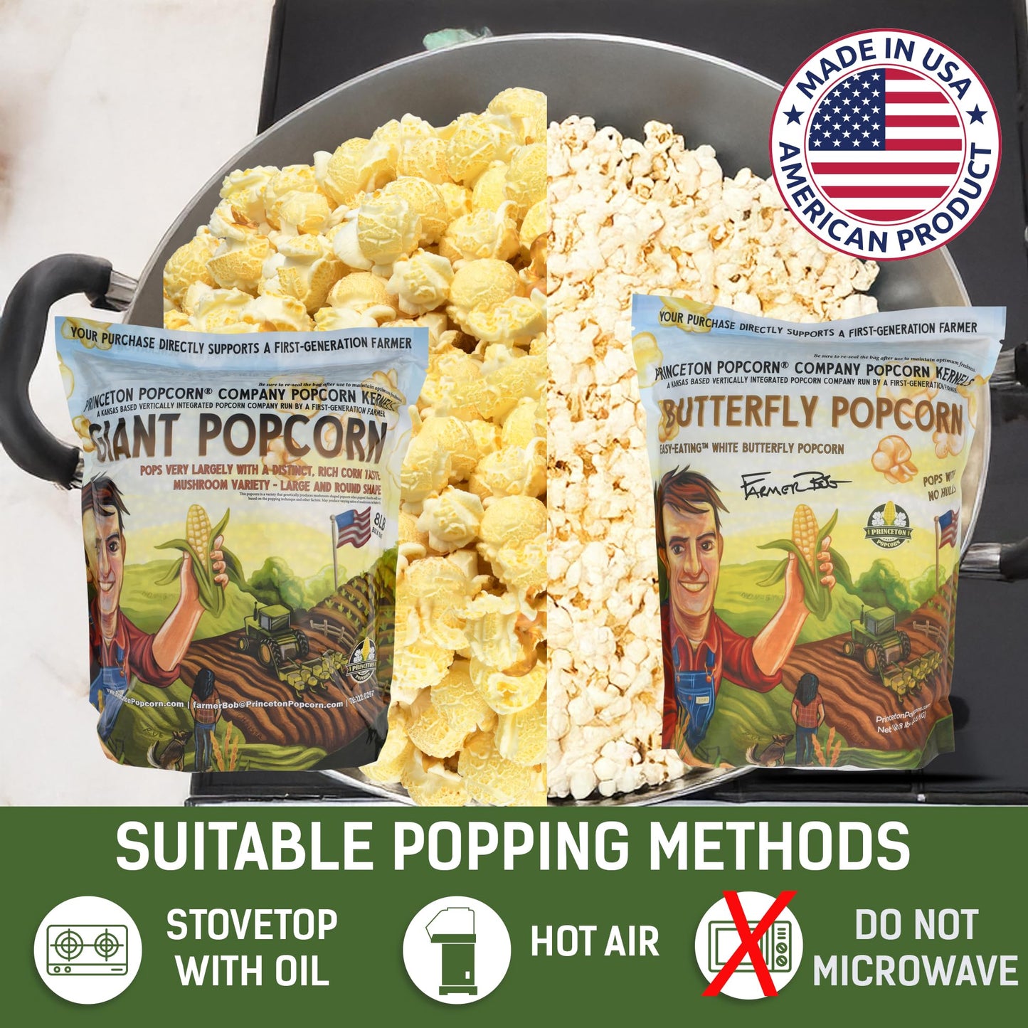 Princeton Popcorn Mushroom and Butterfly Popcorn Kernels Combo, 8lb (2-Pack), 128 Ounce