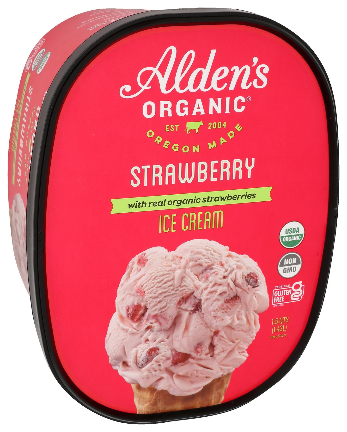 Aldens, Organic Strawberry Ice Cream, 48 oz (Frozen)