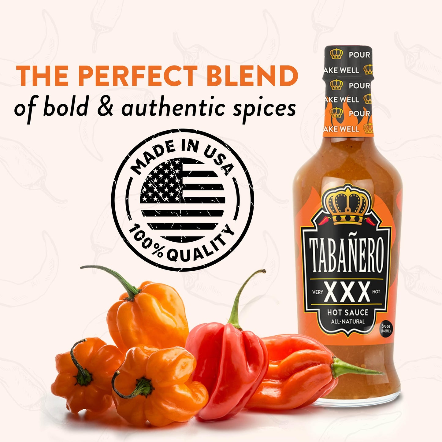 Tabanero Gourmet Hot Sauce, All Natural, Gluten Free, Vegan, Very Hot, 5 oz Bottle