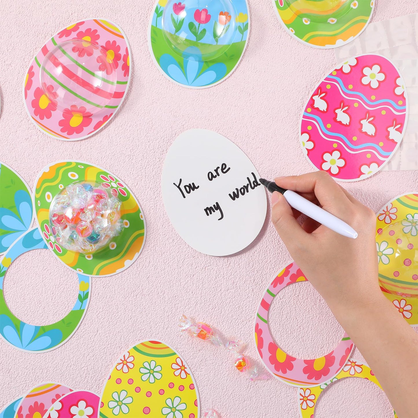 Motiskyy 30 Pack Easter Candy Fillable Card With Clear Candy Domes Chocolate Holder Cards For Easter Hunt Treat Gift Rewards Sur