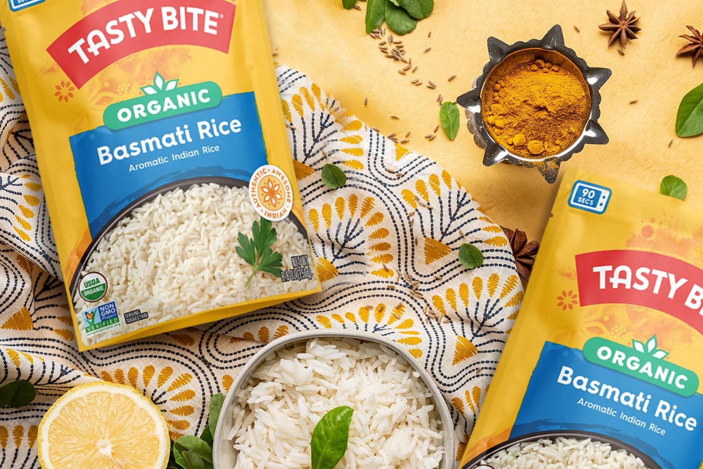 TASTY BITE Organic Basmati Rice, Ready to Eat, Vegan, Gluten-Free, 8.8 Ounce, Microwavable