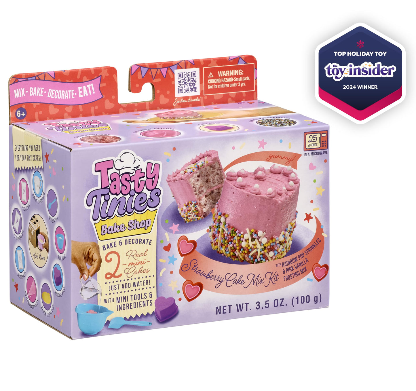Goliath Tasty Tinies Bake Shop Strawberry Cake Mix Kit with Rainbow Pop Sprinkles and Pink Vanilla Frosting Mix | Bake & Decorat