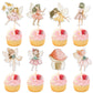 ZHUOWEISM Fairy Cupcake Toppers, 40 PCS Double-Sided Mushroom House & Angel Design, Paper, for Baby Showers & Birthday Parties