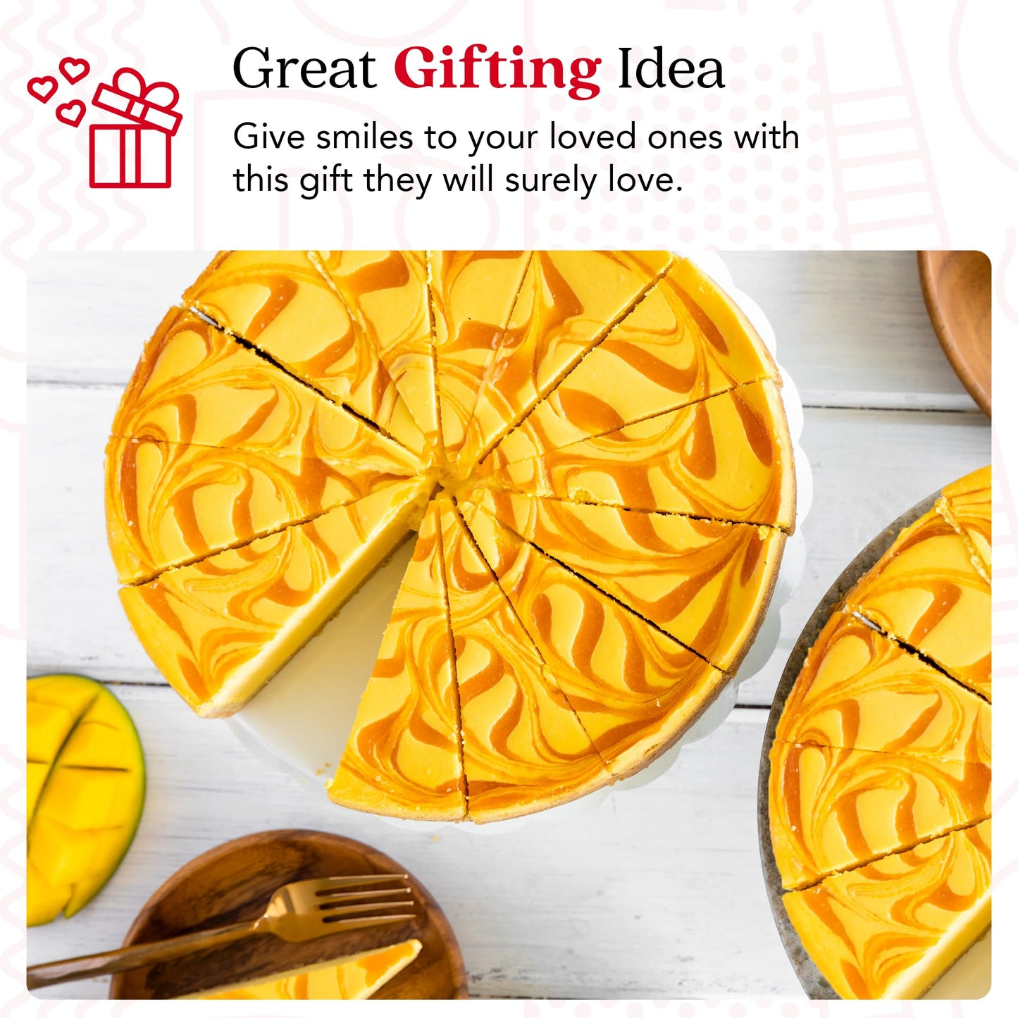 Davids Cookies Mango Cheesecake - 10 Pre-sliced Dessert, 14 pcs, Great Gift Idea for All Ages, Model BS683