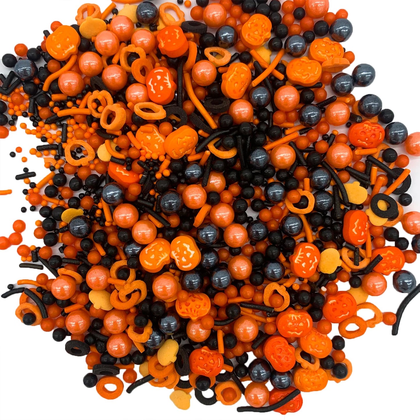 EPHVODI Halloween Sprinkles - Edible Pumpkin Sprinkles, Orange & Black Pearl, Cake & Cupcake Toppers, Halloween Decor