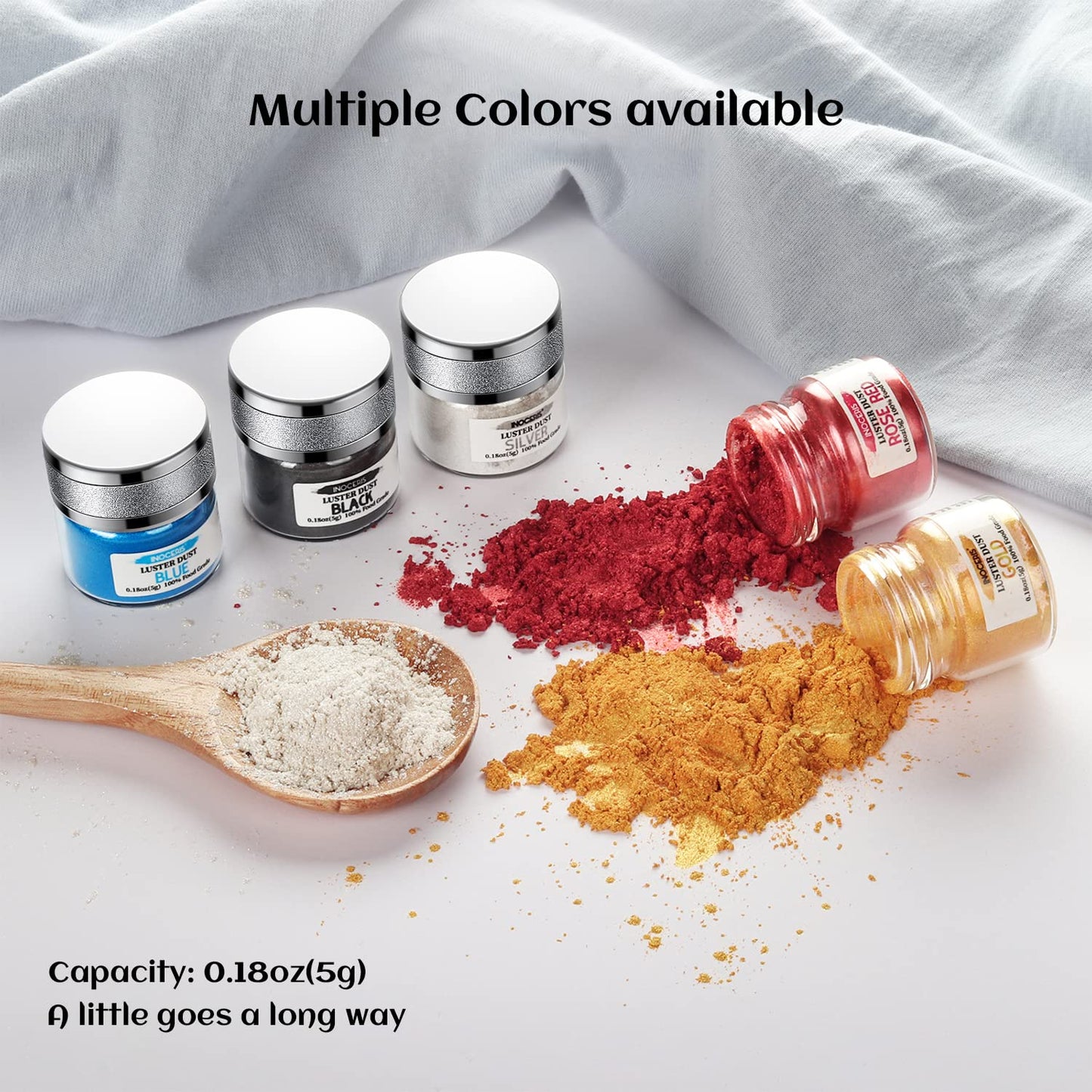 INOCERIS Edible Luster Dust, Food Grade Gold Shimmer Powder, 5 Grams, 1-Pack, Ideal for Cake Decorating and Baking