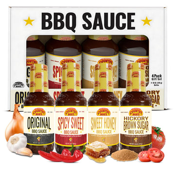 Country Bob's BBQ Sauce Variety Pack - Spicy Sweet, Original, Hickory & Brown Sugar, Sweet Honey, Savory Marinades for Grilling,