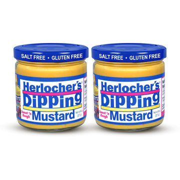 Herlochers Dipping Mustard - Pack of 2 | Sweet & Tangy Mustard Dip, 8 oz Jar | Gluten-Free, Salt-Free, Fat-Free | Perfect Pretze