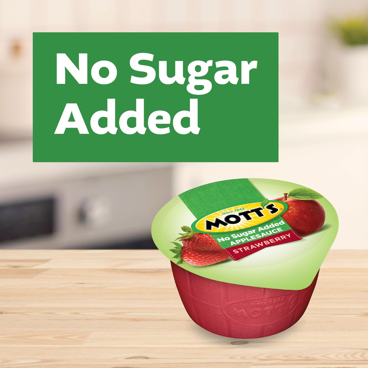 Mott s No Sugar Added Strawberry Applesauce, 3.9 Oz Cups, 72 Count (12 Packs Of 6), Good Source Of Vitamin C, No Artificial Fla