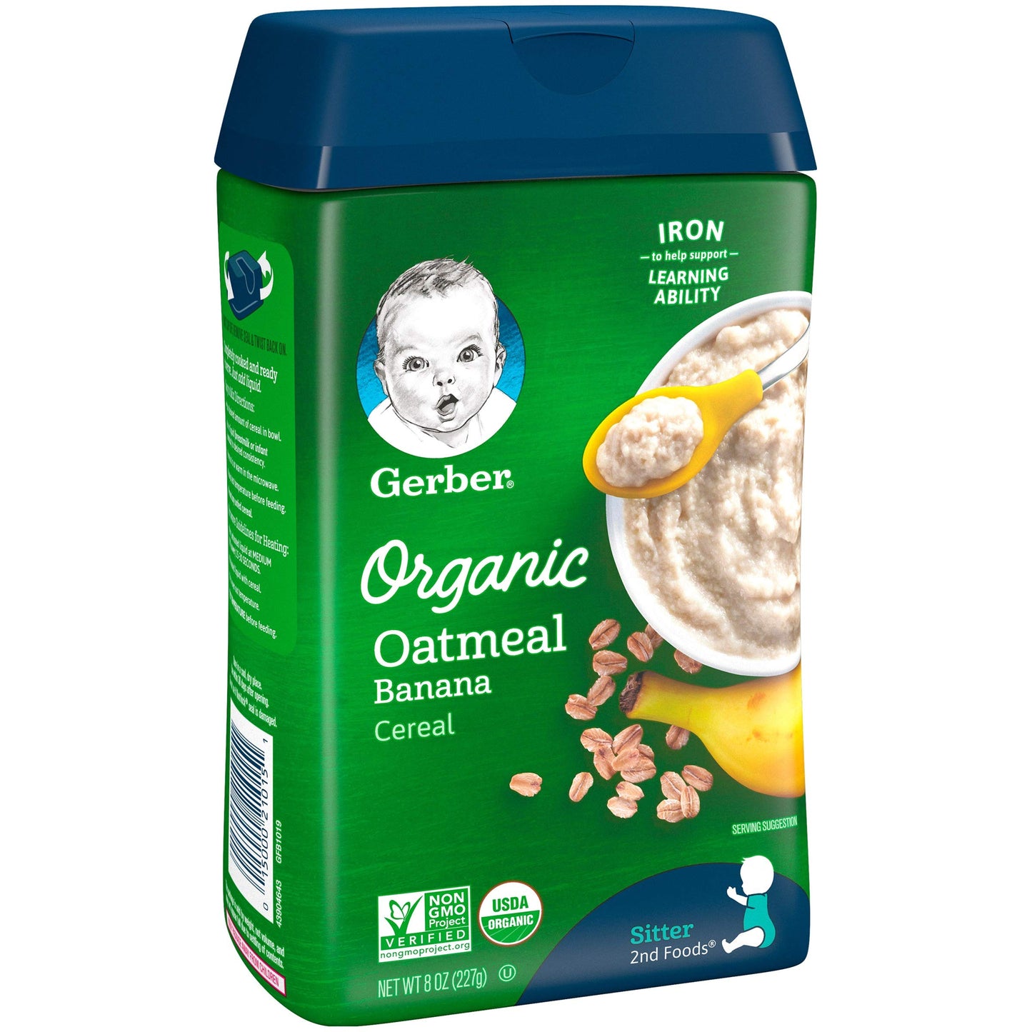 Gerber Organic 2Nd Foods Sitter Banana Oatmeal Baby Food Glass Plastic, 8 Ounce