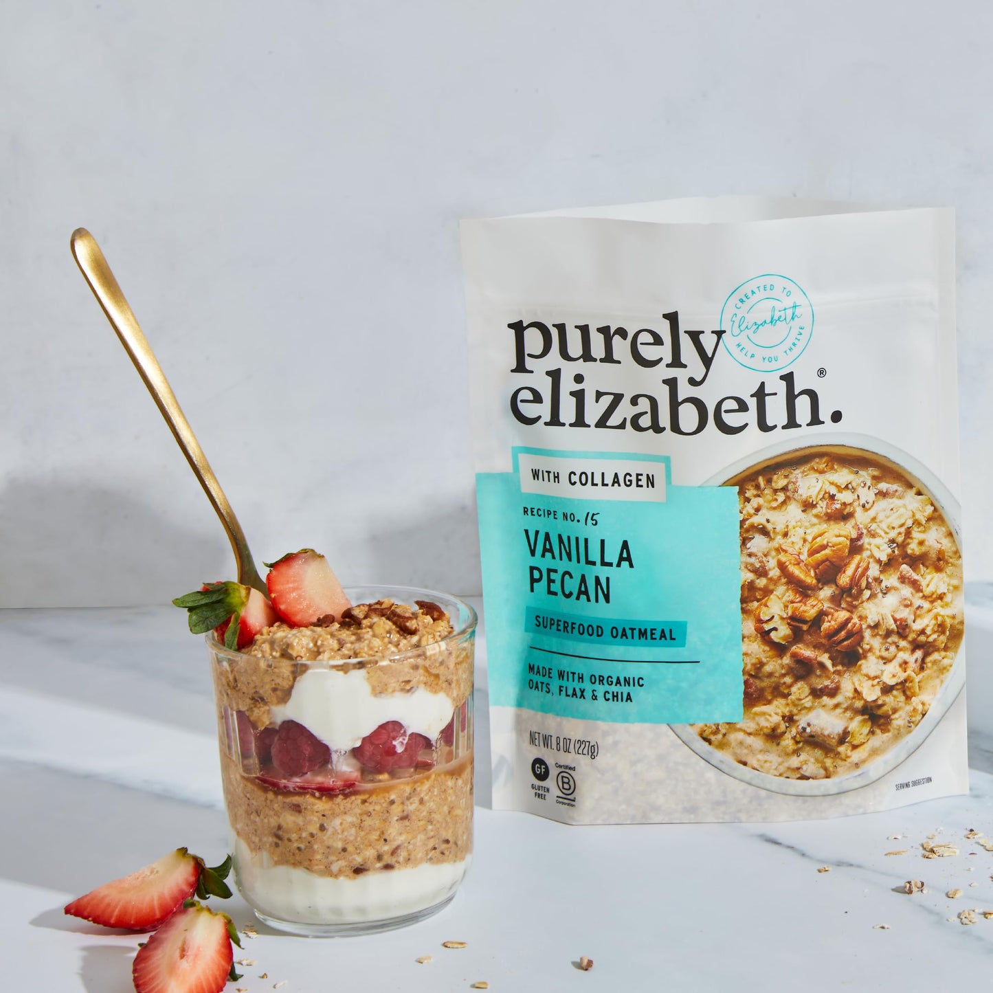 purely elizabeth Oat Pouch Collagen Vanilla Pecan, 8 Ounce