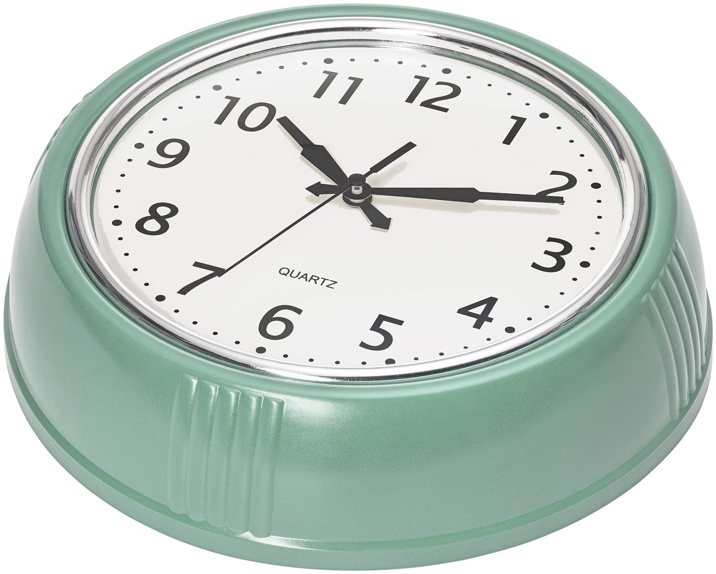 Bernhard Products Retro Wall Clock 12 Inch Seafoam Green Kitchen 50S Vintage Design Round Silent Non Ticking Battery Operated Qu