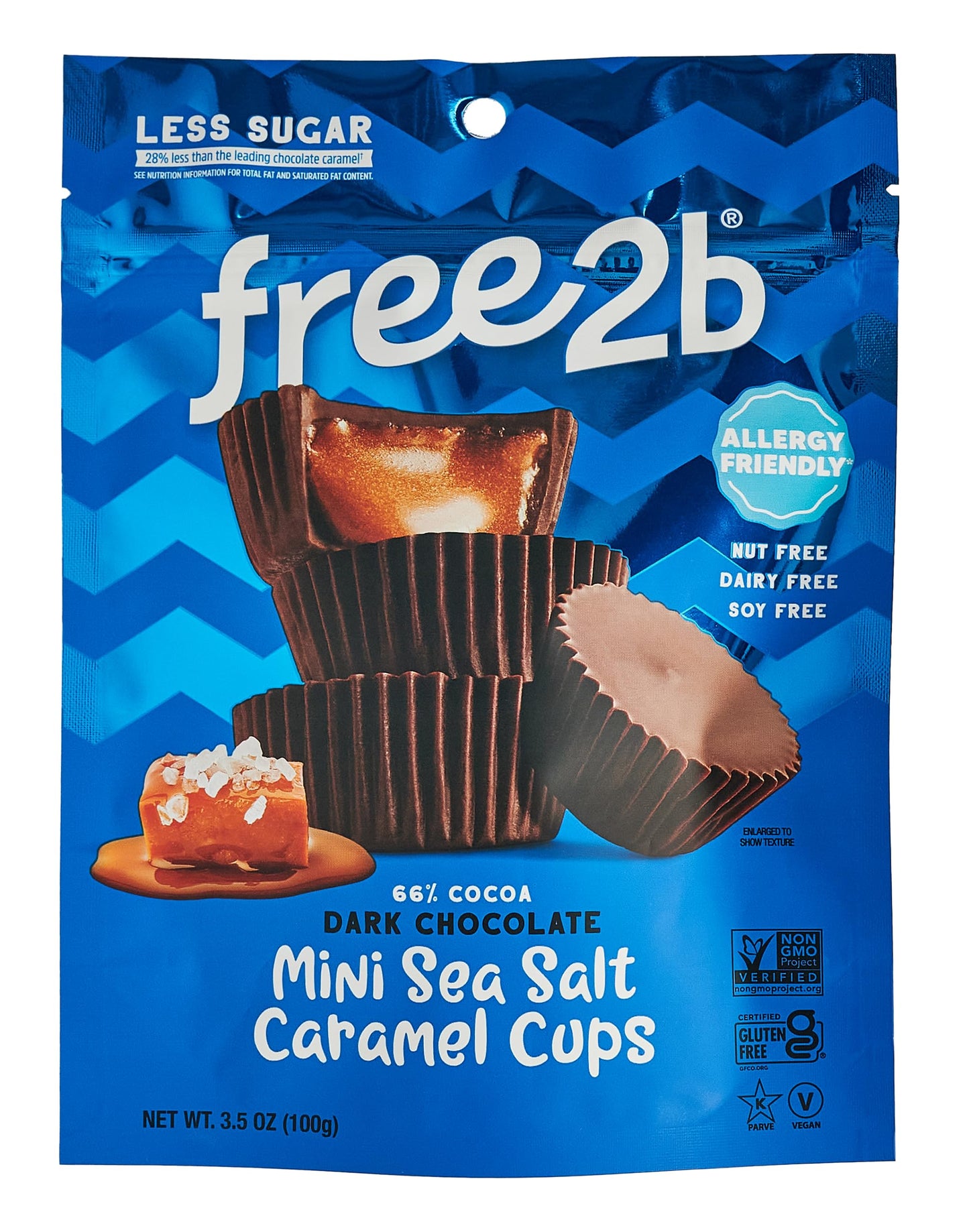 Free 2b Sea Salt Caramel Mini Cups, Safe for School and Allergy Friendly - Gluten-Free, Dairy-Free, Nut-Free, and Soy-Free - Dar