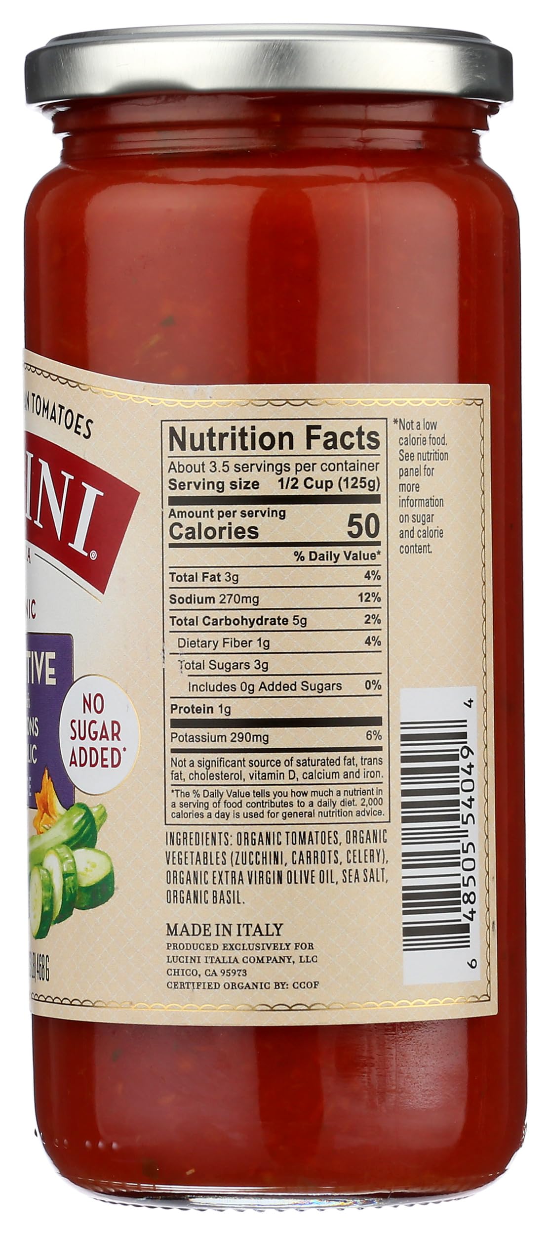 LUCINI Organic Sensitive Pasta Sauce, 16.5 OZ