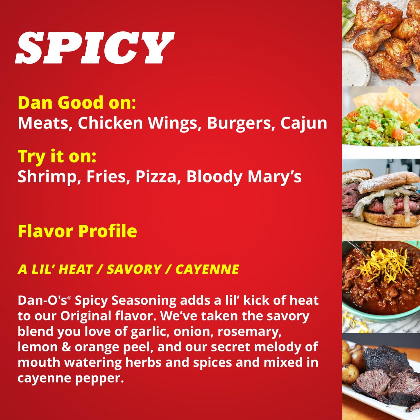 Dan-Os Spicy Seasoning, Hot Blend for Chicken, Wings, and Veggies, Sugar Free, 8.9 oz Bottle