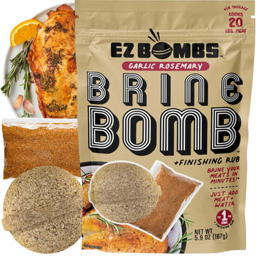 EZ Bombs Garlic Rosemary Brine Bomb Seasoning Kit - All-in-One Turkey Brine for Juicy Meat - 5.9 Ounce Pack
