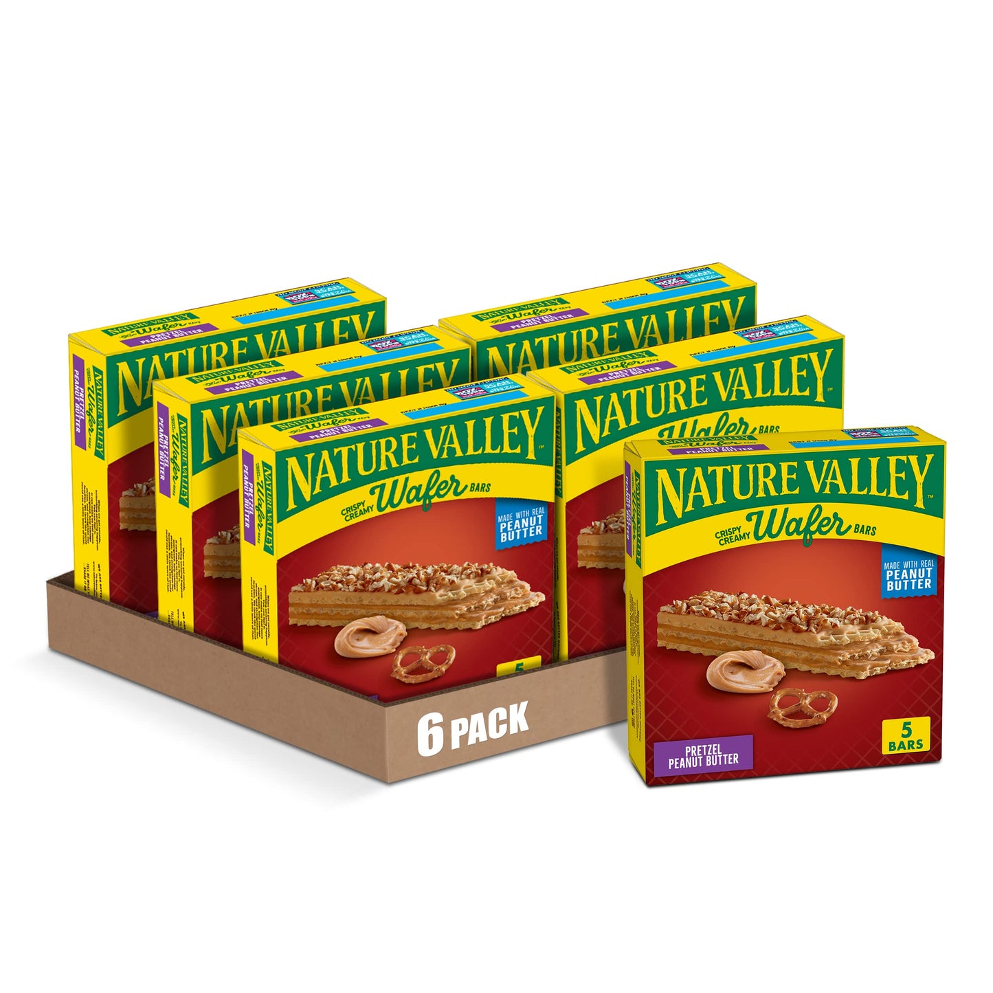 Nature Valley Wafer Bars, Pretzel Peanut Butter, 5 Count, Pack of 6, Model S-PL-2484