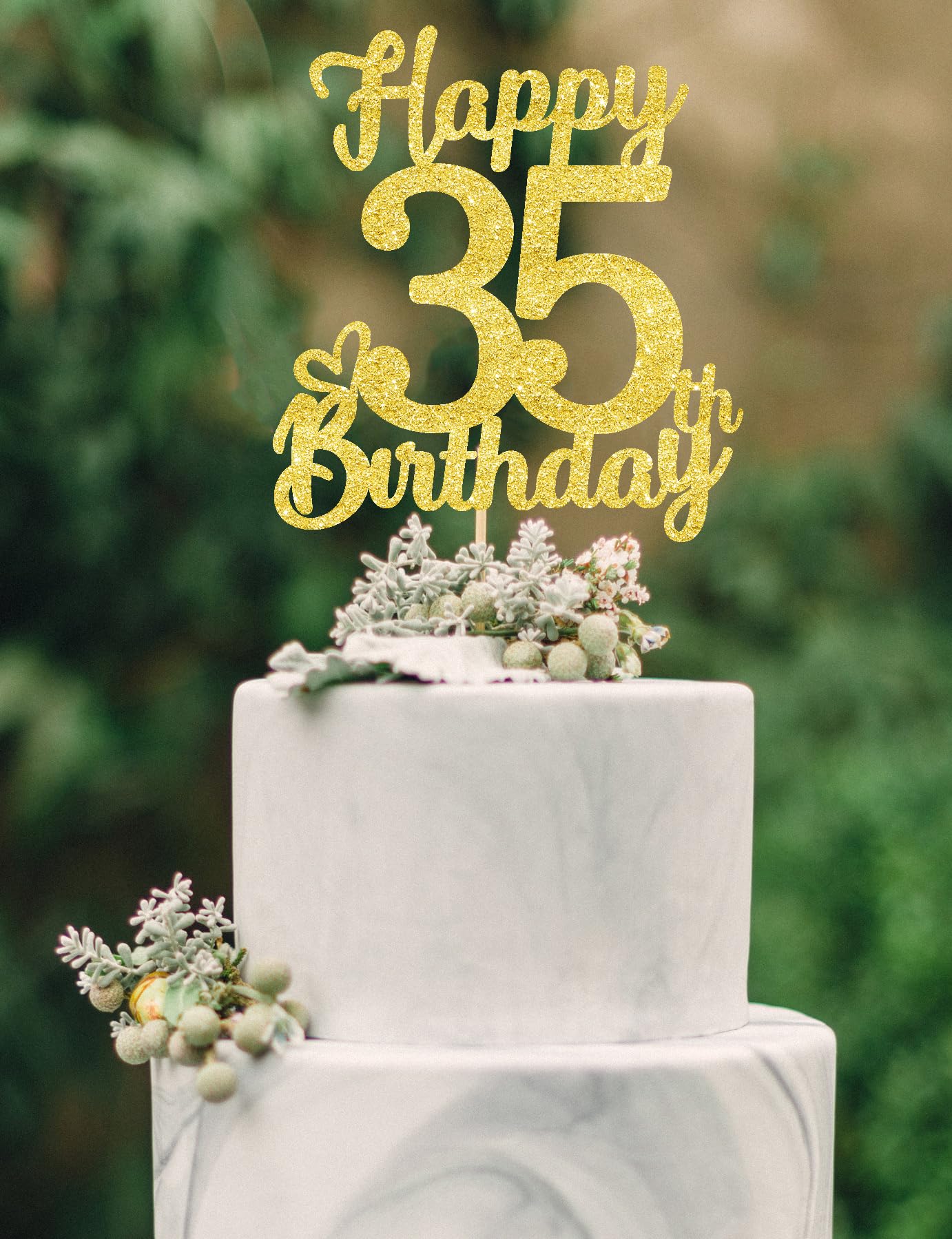 35 Birthday Cake Toppers-Gold Glitter, 35th Cake Topper for Men,35 Cake Topper For Women, 35th birthday decorations,35th Birthda