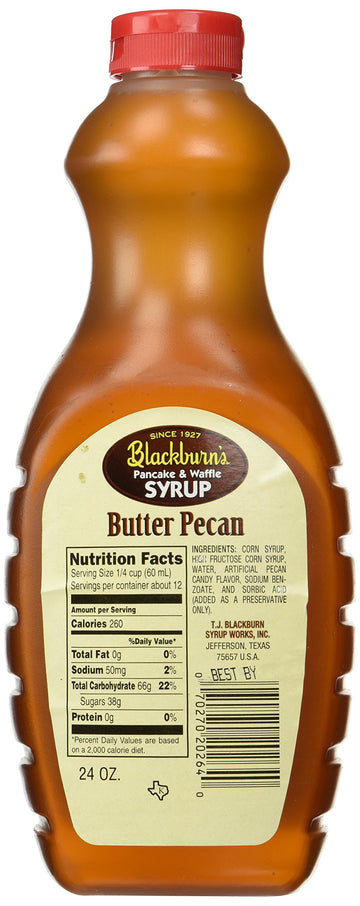 Blackburn'S Pancake & Waffle Syrup, Butter Pecan Flavor, 24 Oz. (Pack Of 2) (Butter Pecan)