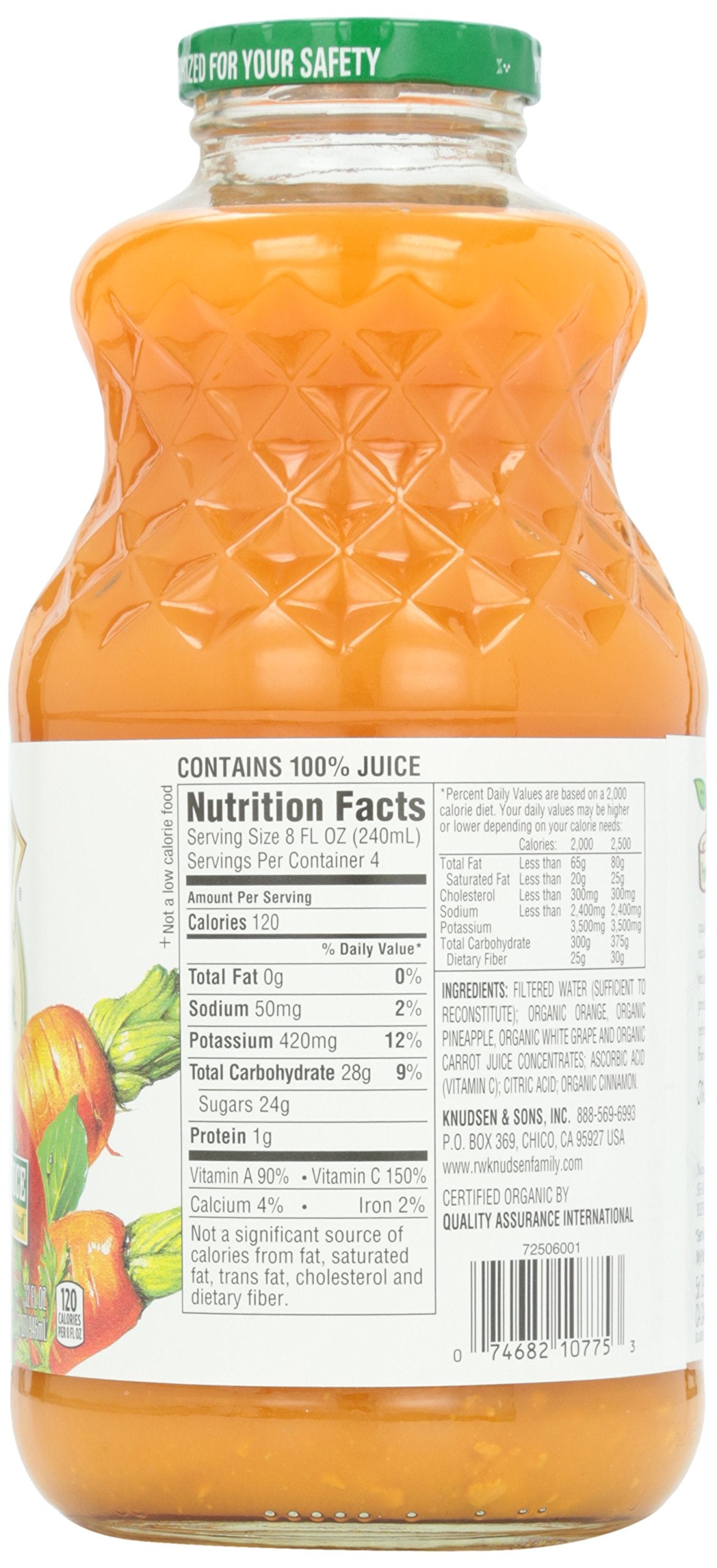 R.W. Knudsen Organic Orange Carrot Juice, 2.67 Fl Oz, Pack of 12