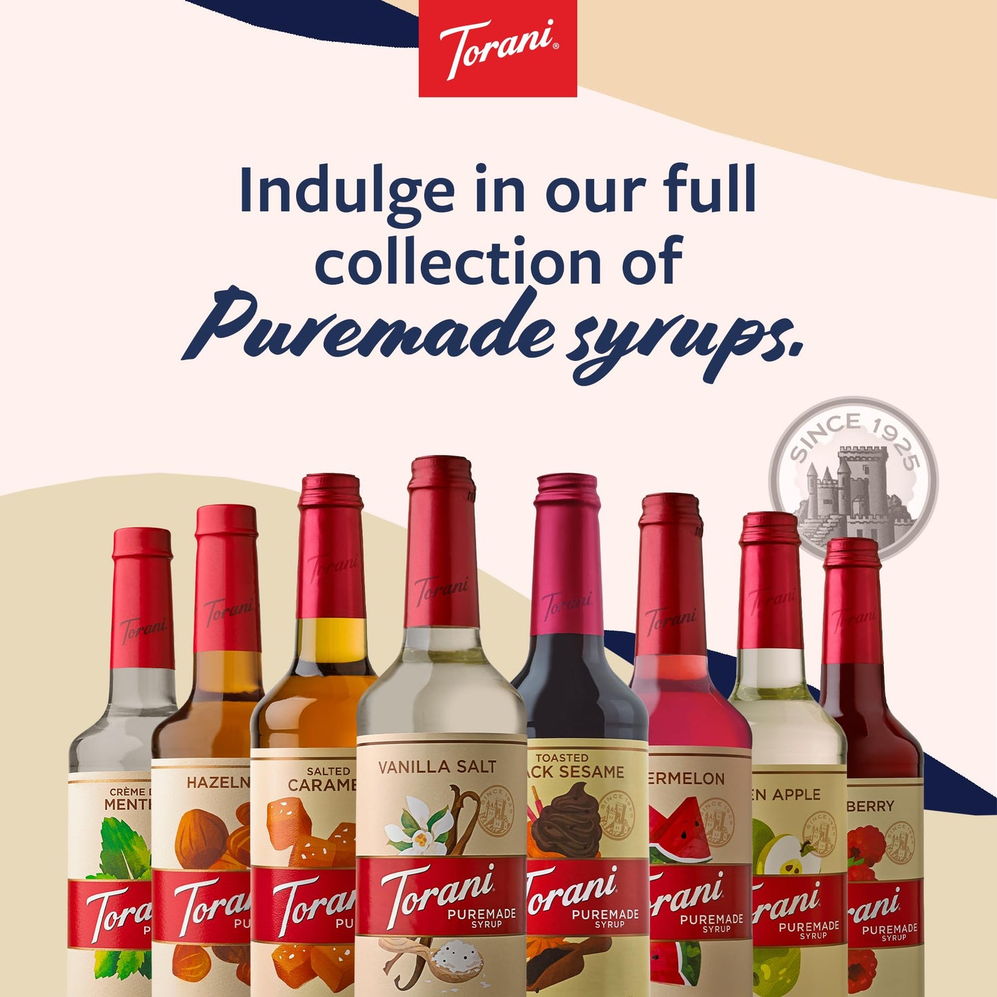 Torani Puremade Syrup  Peppermint Flavoring for Drinks  Glass Bottle with Pump Included  25.4 Fl Oz
