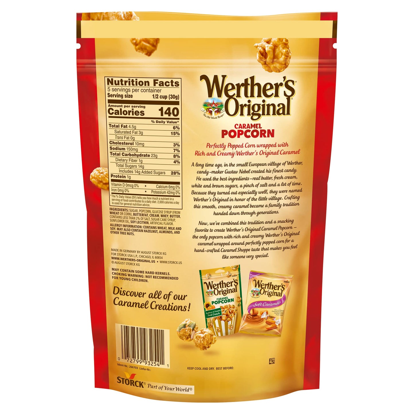 Werther'S Original Caramel Popcorn, Resealable Pouch, 5.29 Oz Bag
