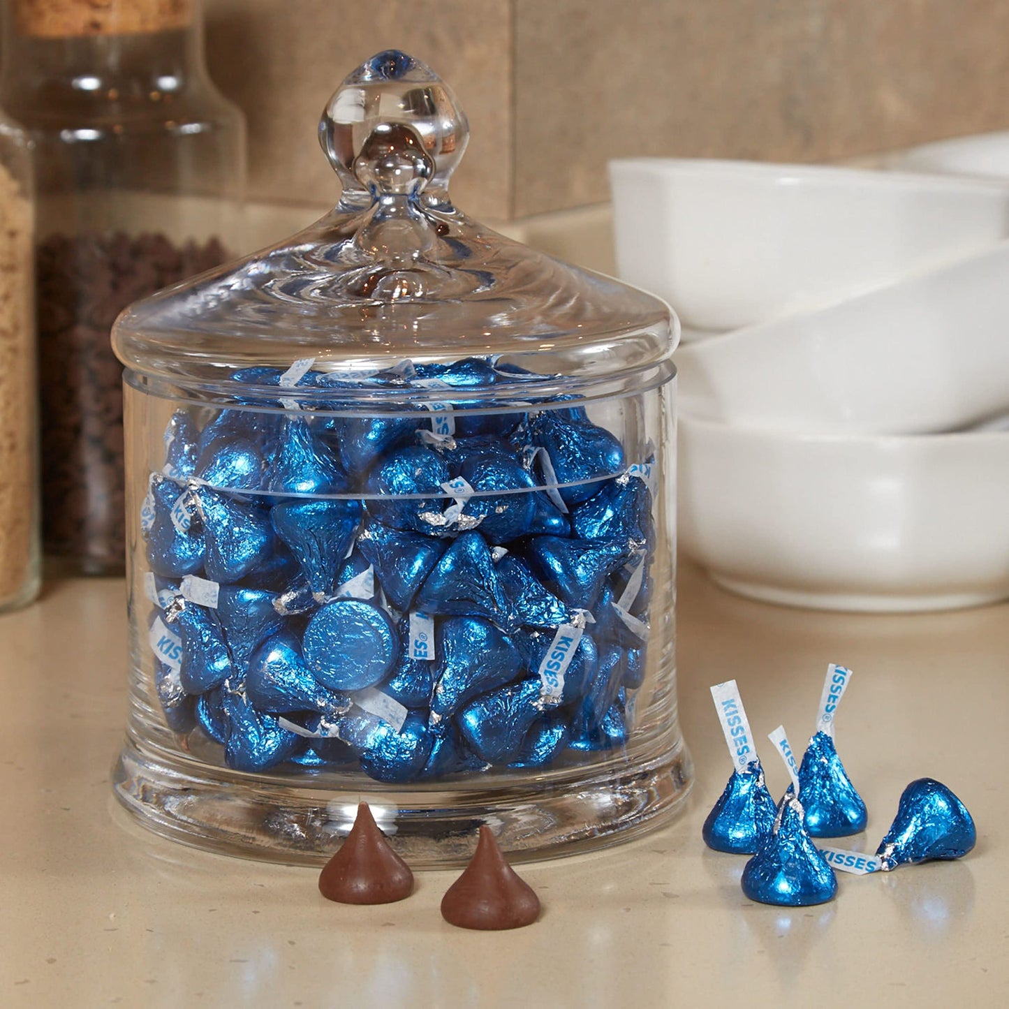 HERSHEYS KISSES Milk Chocolate Dark Blue Foil, Candy Bulk Bag, 66.67 oz