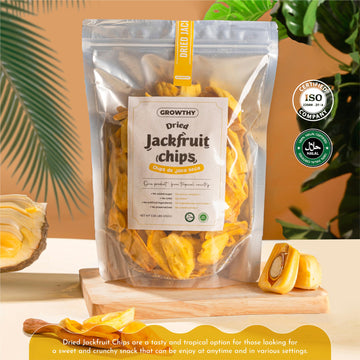 Growthy Dried Jackfruit Chips 250Grams, No Sugar Added, No Preservatives, No Cholesterol, Crunchy Jackfruit Snack, Healthy Jackf