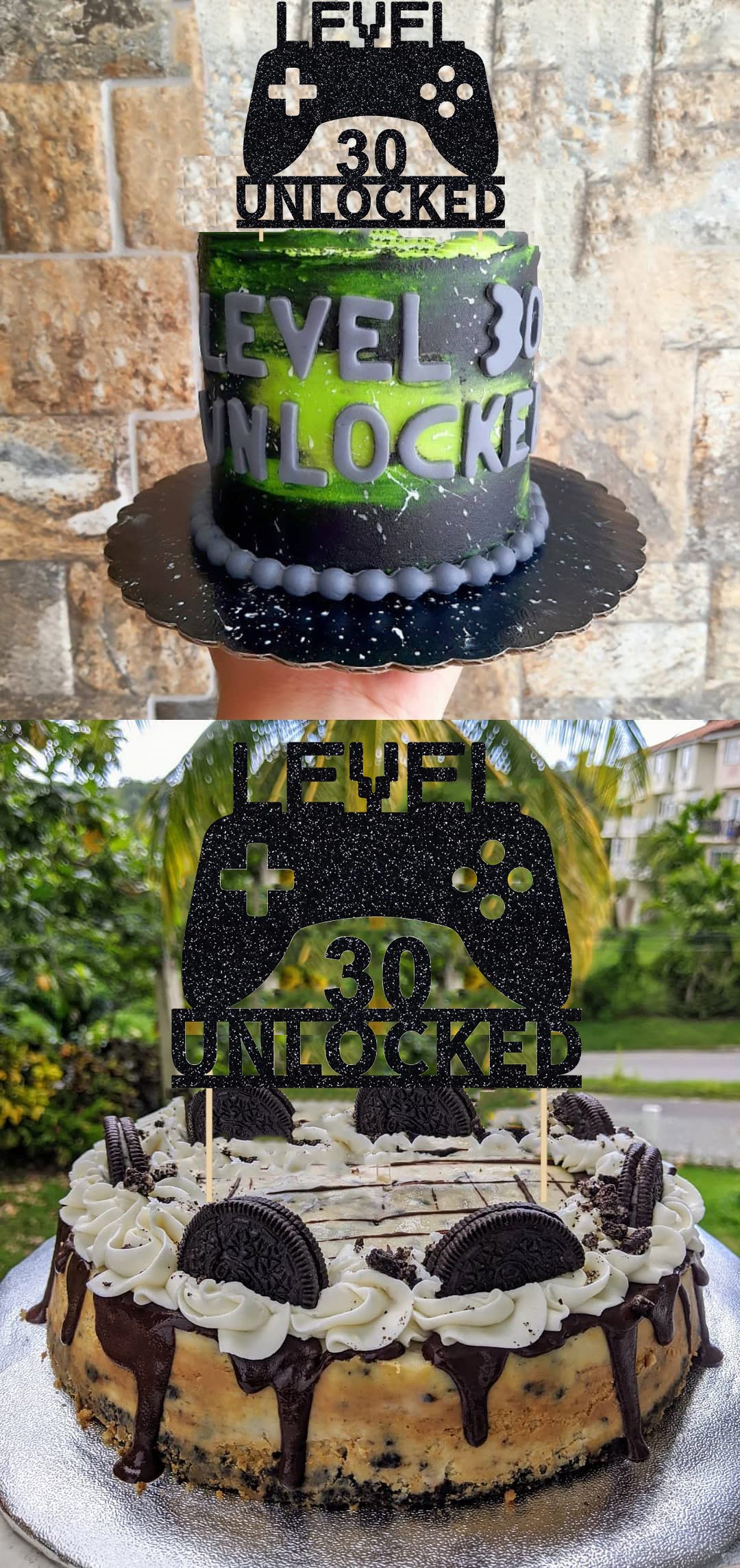Level 30 Unlocked Cake Topper, Video Game Cake Topper, Game Controller Cake Topper For 30Th Birthday Party Decoration