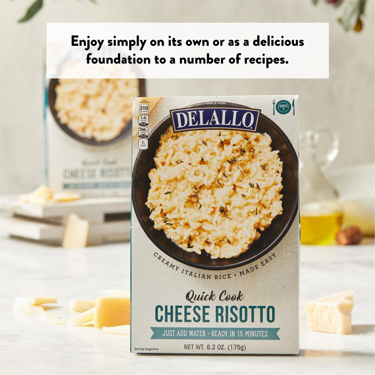 Delallo Quick Cook Cheese Risotto Rice Mix, Made In Italy, Ready In 15 Minutes, Non-Gmo, Authentic Italian Recipe, Creamy Textur