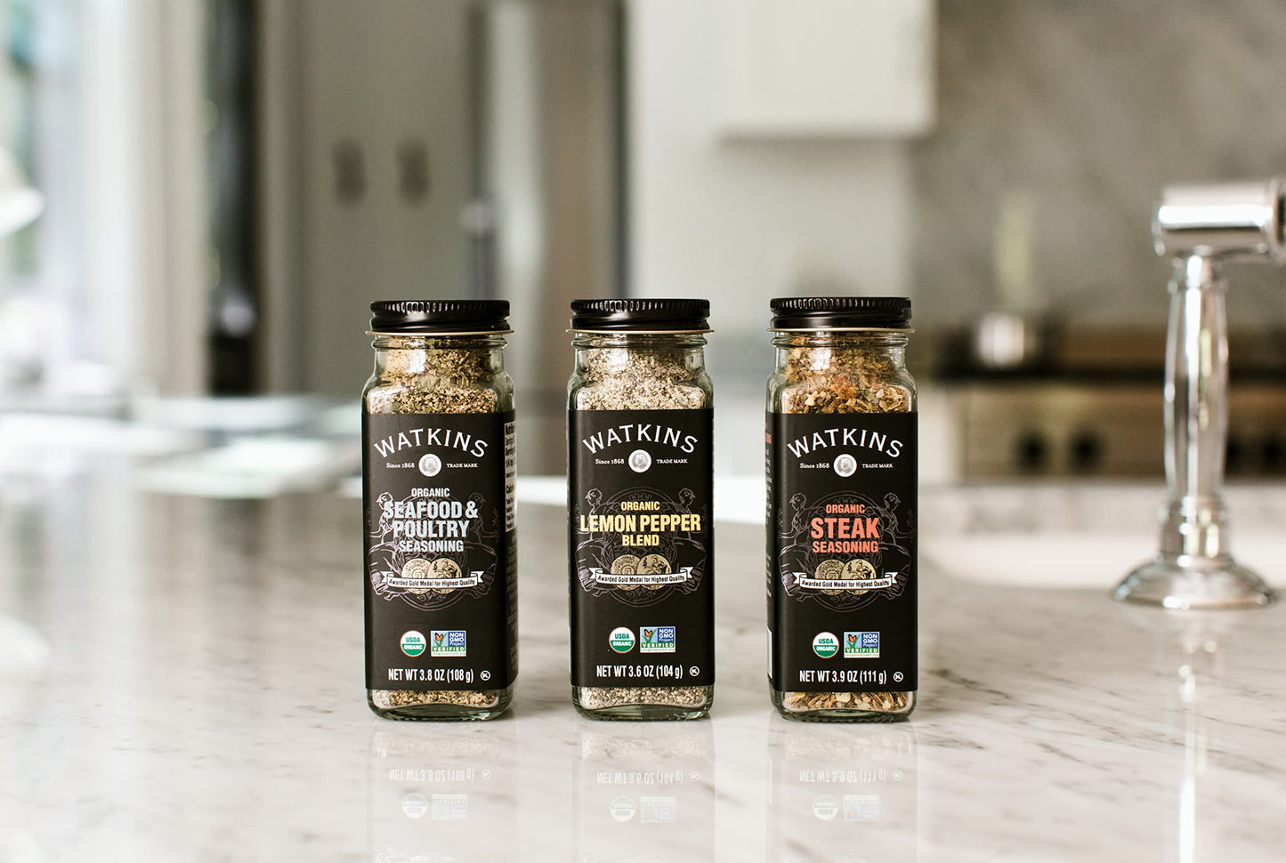 Watkins Organic Steak Seasoning  3.3 Ounce Jar (Pack of 3)