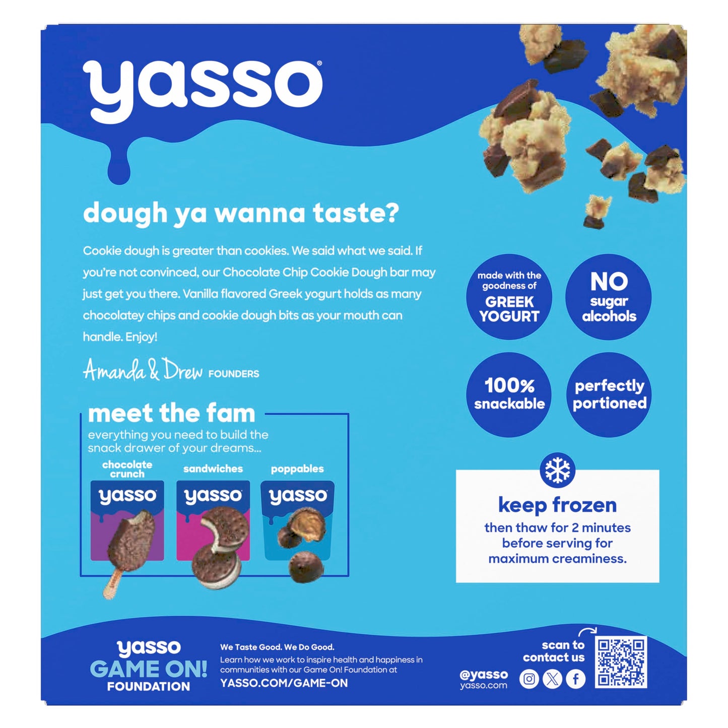 Yasso Chocolate Chip Cookie Dough Frozen Greek Yogurt Bars, 4 pk, 3.5 Fl Oz each